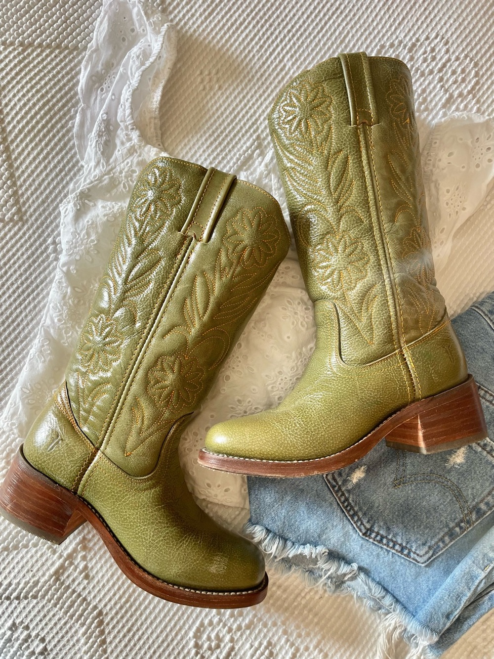 FRYE | Green Campus Flower Boots SOLD - Picture 2 of 8
